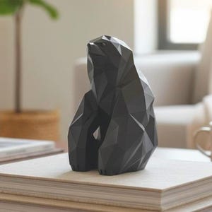 Geometric Sloth Sculpture, Modern Low Poly Animal Figurine, Minimalist Tabletop Decor