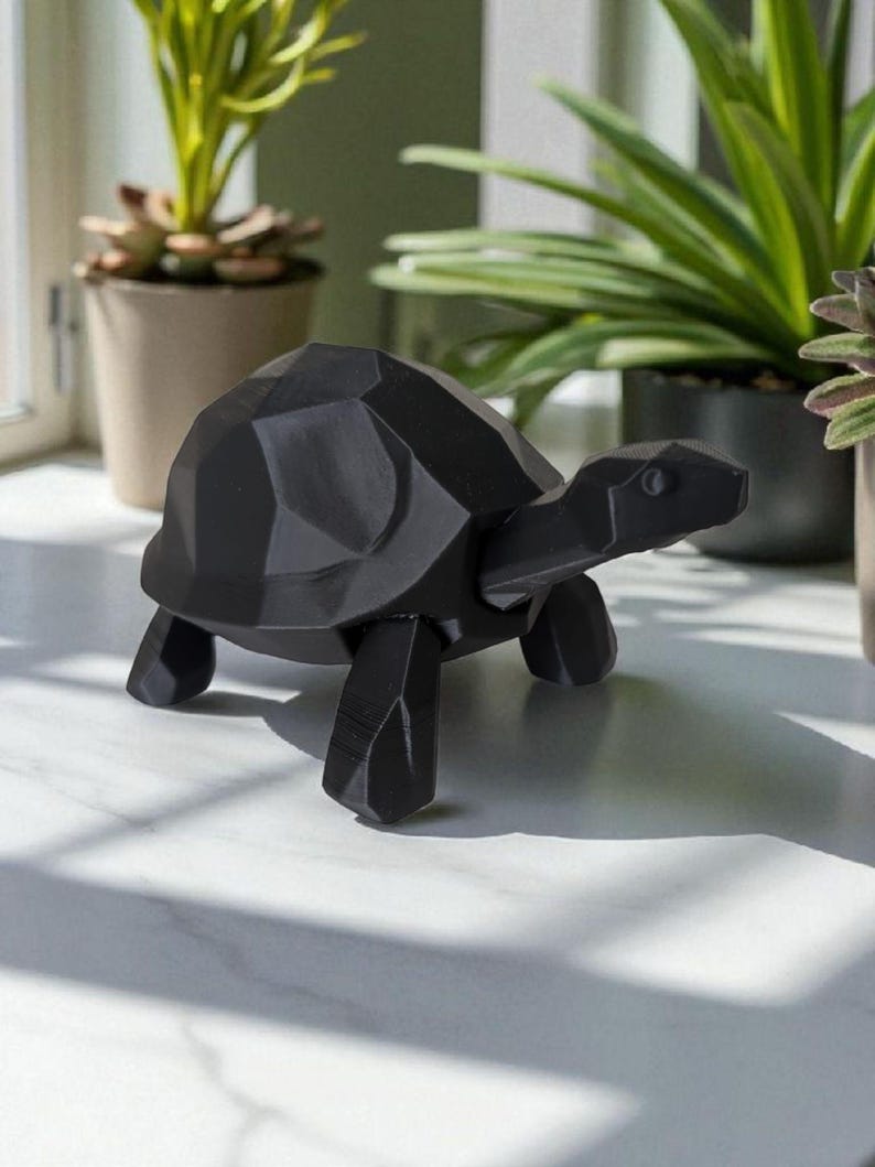Poly Turtle Low Poly Turtle Sculpture | Geometric Minimalist Animal Decor, Modern ...
