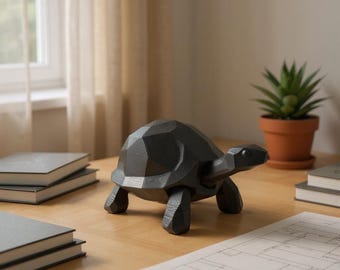 Low Poly Turtle Sculpture | Geometric Minimalist Animal Decor, Modern Nordic Home Display