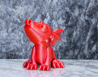 Red Baby Dragon Figurine – Cute 3D Printed Fantasy Creature – Gift for Dragon Lovers, D&D Fans, Collectors