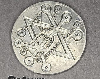 Handmade Lead Pentacles Of Saturn With Black Gemstones Solomonic Talisman Made In USA MADE To ORDER Original One Of A Kind