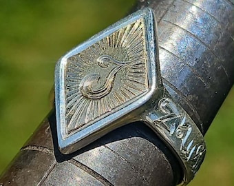 Handmade 14k Gold Sterling Silver Black Pullet Ring XX Ring Size 7.5 Made In USA One Of A Kind Hand Engraved