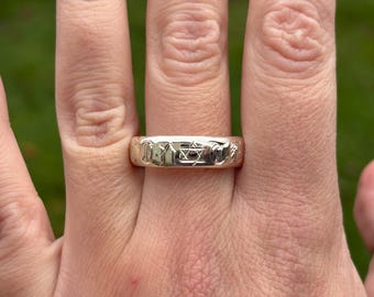 Custom Handmade Engraved Sterling Silver Ring Of Solomon Size 11.5 7mm One Of A Kind