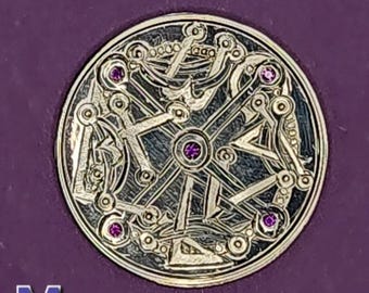 Handmade 999 Pure Silver Pentacles Of Moon With Purple Gemstones Solomonic Talisman Made In USA MADE To ORDER Original One Of A Kind