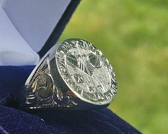 Handmade Engraved 4th Pentacle of Jupiter Ring Size 9.5