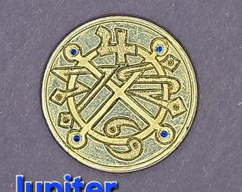 Handmade Pentacles Of Jupiter With Blue Gemstones 999 Pure Silver Or Tin Solomonic Talisman Made In USA MADE To ORDER Original One Of A Kind