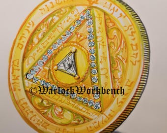 Pure 24K 999 Fine Solid Gold Handmade 6th Pentacle Of The Sun With Diamonds Solomonic Talisman Made In USA MADE To ORDER One Of A Kind