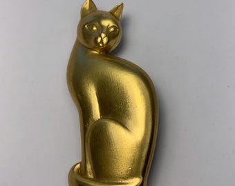 Vintage Jewelry Brooch Pink Rhinestone Cat Gold Tone Pin - Etsy