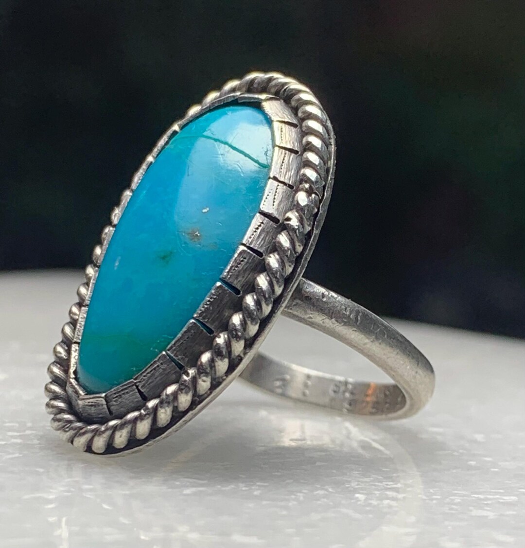 Vintage Turquoise Ring Sterling Silver 925 Southwestern Navajo Style ...