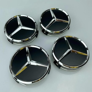 4X 75mm Mercedes Benze Alloy Wheel Centre Caps Badges Hub Emblem Matt Black