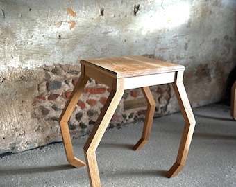 Solid Oak Crab Side Table | Brutalist Antique Style Sculptural Bedside & Accent Table