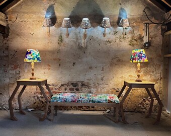 Art Ottoman Oak Frame | Hand Painted Fabric Footstool NPC x V-Snow Collaboration