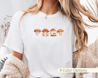 Mushroom shirt women cottagecore tee cute forest aesthetic top nature lover gift for her cozy woodland style Comfort Colors