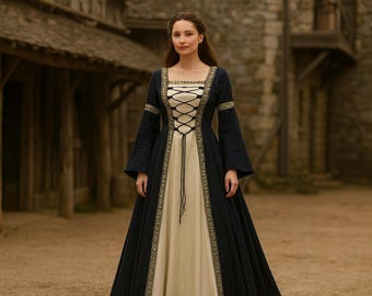 Renaissance Fair Fantasy Dress | Medieval Fancy Vampire Dress | (Perfect for Cosplays) Ren Faire Retro Vintage Dress | LARP Festival Outfit
