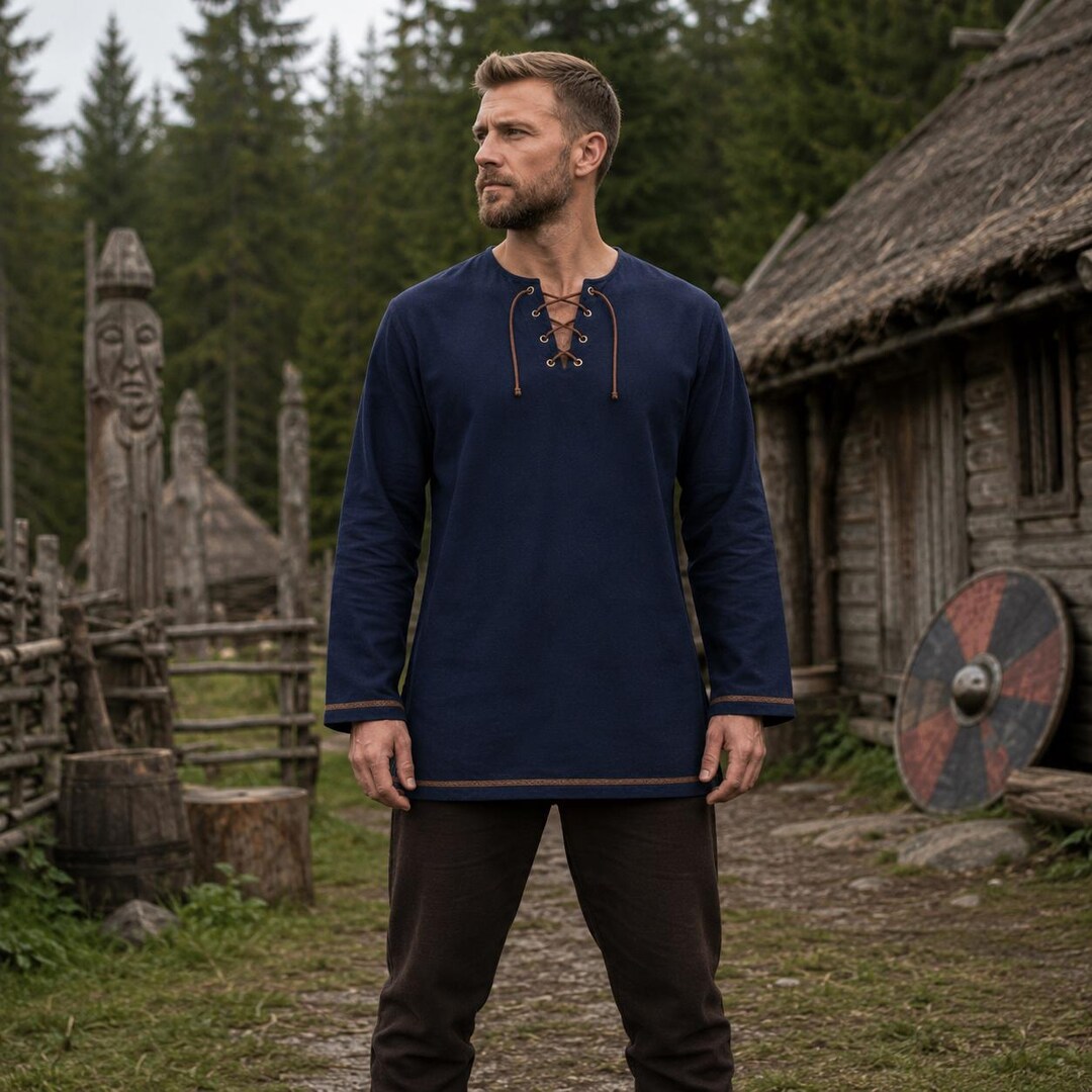Viking Renaissance Fair Tunic | Men's Medieval Pirate Shirt | Festival ...