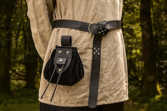 Skirt Hike Renaissance Medieval Belt Viking Pouch Ren Faire Leather