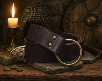 Viking piraat-riem renaissance | Ren Faire-riem van imitatieleer | Middeleeuwse O-ringriem | Uniseks Vikingkostuumriem | Riem voor Larp Festivals