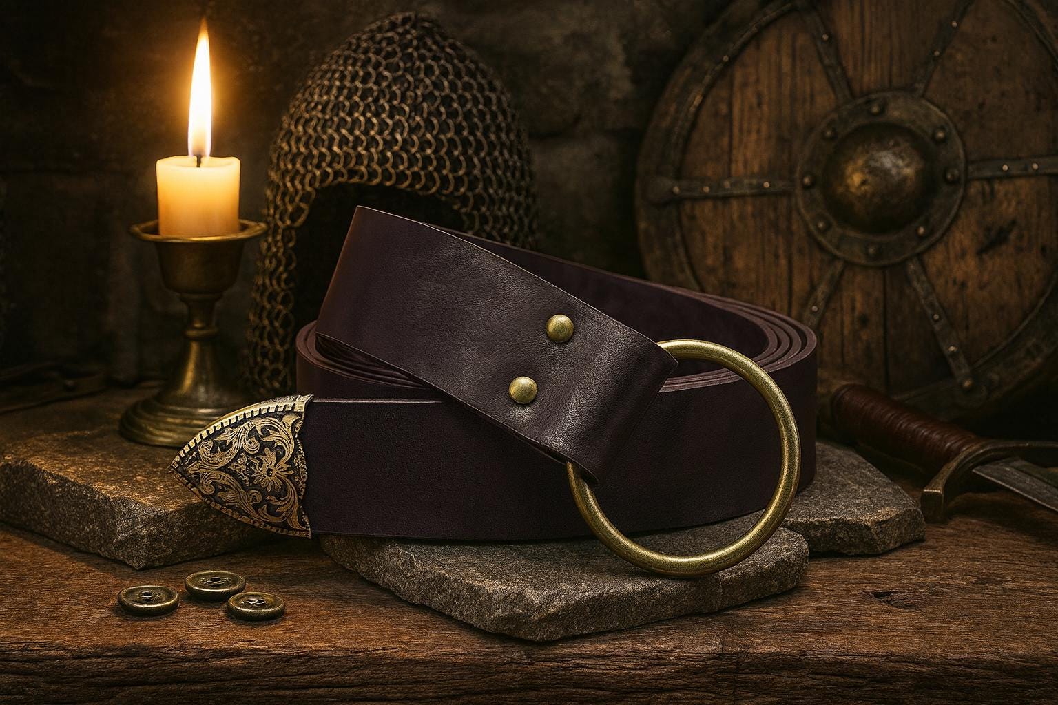 Renaissance Pirate Viking Belt | Ren Faire Faux Leather Belt 
