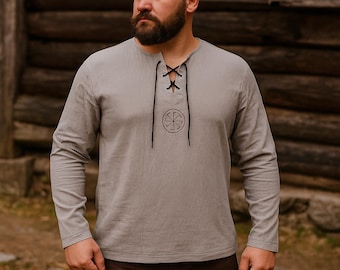 Viking Medieval LARP Tunic | Renaissance Pirate Shirt | Retro Knight Warrior Tunic | Ren Faire Cosplay Costume Shirt