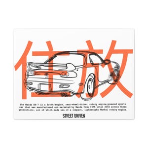 Canvas Wall Art, Mazda RX-7 Minimalist Poster, Perfect Gift for Car Enthusiasts, Street Racing Decor, Wall art, Matte Finish,