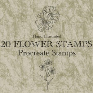Procreate Flower Stamps | Tattoo Flashes | Set 20 Stamps For Procreate | Minimalist Flowers | Flash Pack | Procreate Brushes | Flower Tattoo
