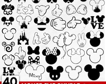 Pacote de arquivos SVG do Mickey Mouse, nome personalizado, camiseta de aniversário (download digital)