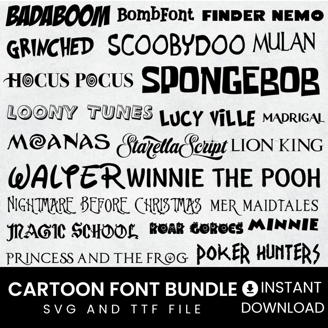 Ultimate Cartoon Font Bundle : TTF & SVG Fonts for Cricut, Canva ...