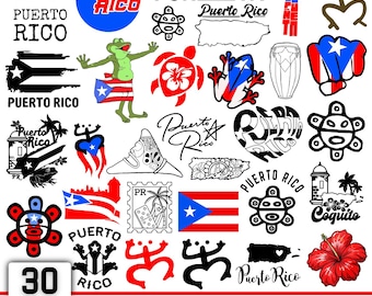 Paquete SVG de Puerto Rico, Boricua, Coqui, Taino, Bandera Puertorriqueña (Descarga Digital