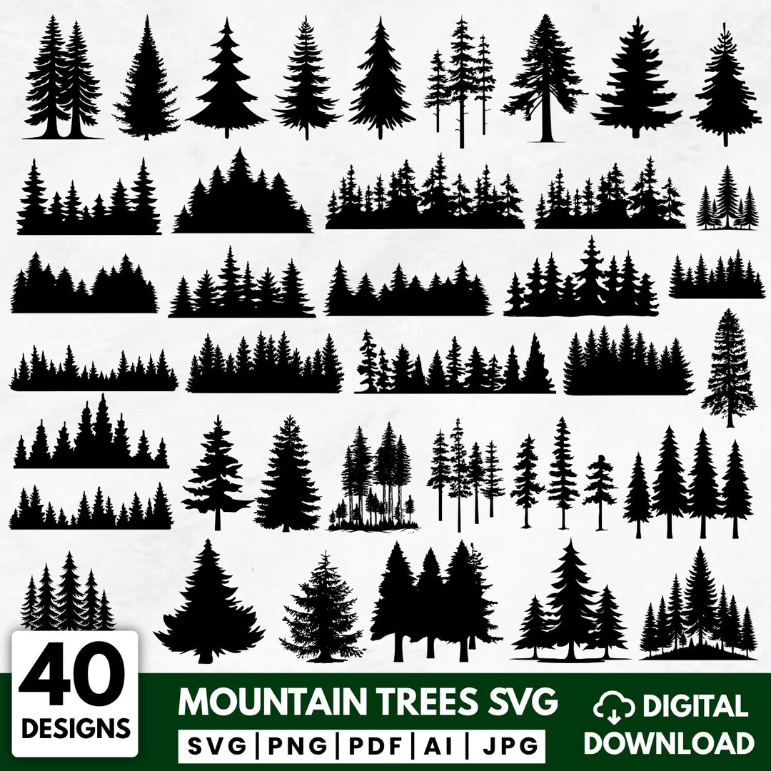 Mountain Scene SVG Bundle, Forest Tree Cut Files (digital Download) - Etsy