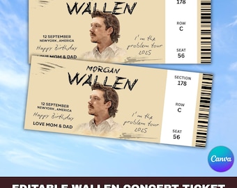 Modello di biglietto modificabile per il concerto di Morgan Wallen (download digitale)