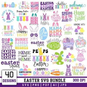 Glad påsk SVG-paket, vårhare- och äggdesigner (digital nedladdning)