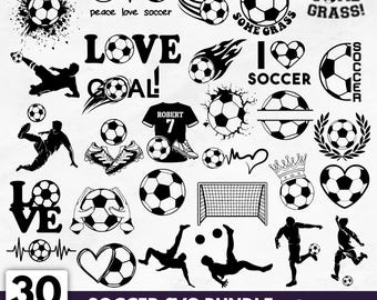 Paquete SVG de fútbol, archivos de corte de silueta de Cricut (descarga digital)