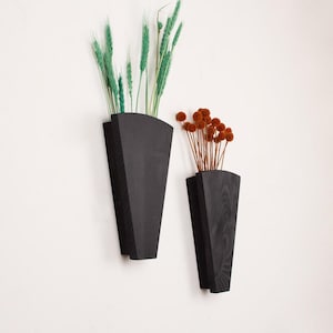 Modern Wood Wall Pocket | Faux Flower Holder | Wooden Wall Vase | Wood Wall Decor | Wall Hanging for Greenery and Dried Flowers
