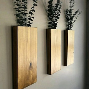 Wood Wall Pocket 12 Inch | Wood Hanging Vase for Greenery or Dried Flowers Wooden wall decor