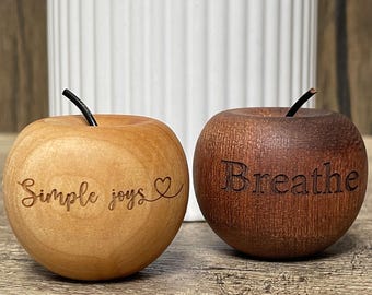 Personalized Wood Apple Diffuser, Custom Engraved Essential Oil Diffuser with Text, Home & Car Aromatherapy Ornament, Gift for Her Him