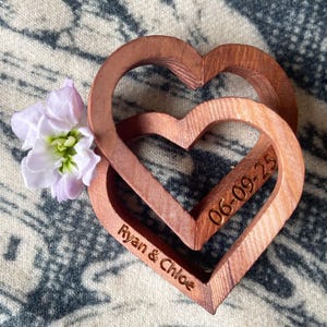 Interlocking Hearts Personalized, 5th Anniversary Gift for Him Her, Wooden Interlocking Hearts, Valentine’s Day Gift, Wedding Gift