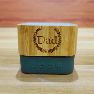 Personalized Bluetooth Speaker with Logo, Bamboo Speaker, Wireless Speaker Rechargeable, Portable Mini Speaker, Groomsmen Gift, Wedding Gift