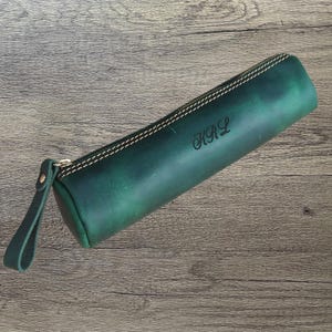 Personalized Genuine Leather Pencil Case, Customized Pen Pouch, Leather Zip Pen Case, Stationery Storage Bag, Back-to-School Gifts