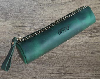 Personalisierte Federmäppchen aus echtem Leder, maßgeschneiderte Stiftetasche, Leder-Reißverschluss-Etui, Aufbewahrungstasche für Schreibwaren, Geschenke zum Schulanfang