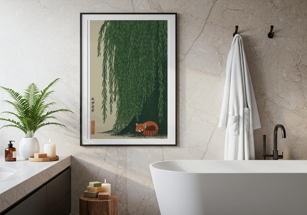 Red Panda Wall Art Digital Print | Japanese Ukiyo-e Style Weeping ...