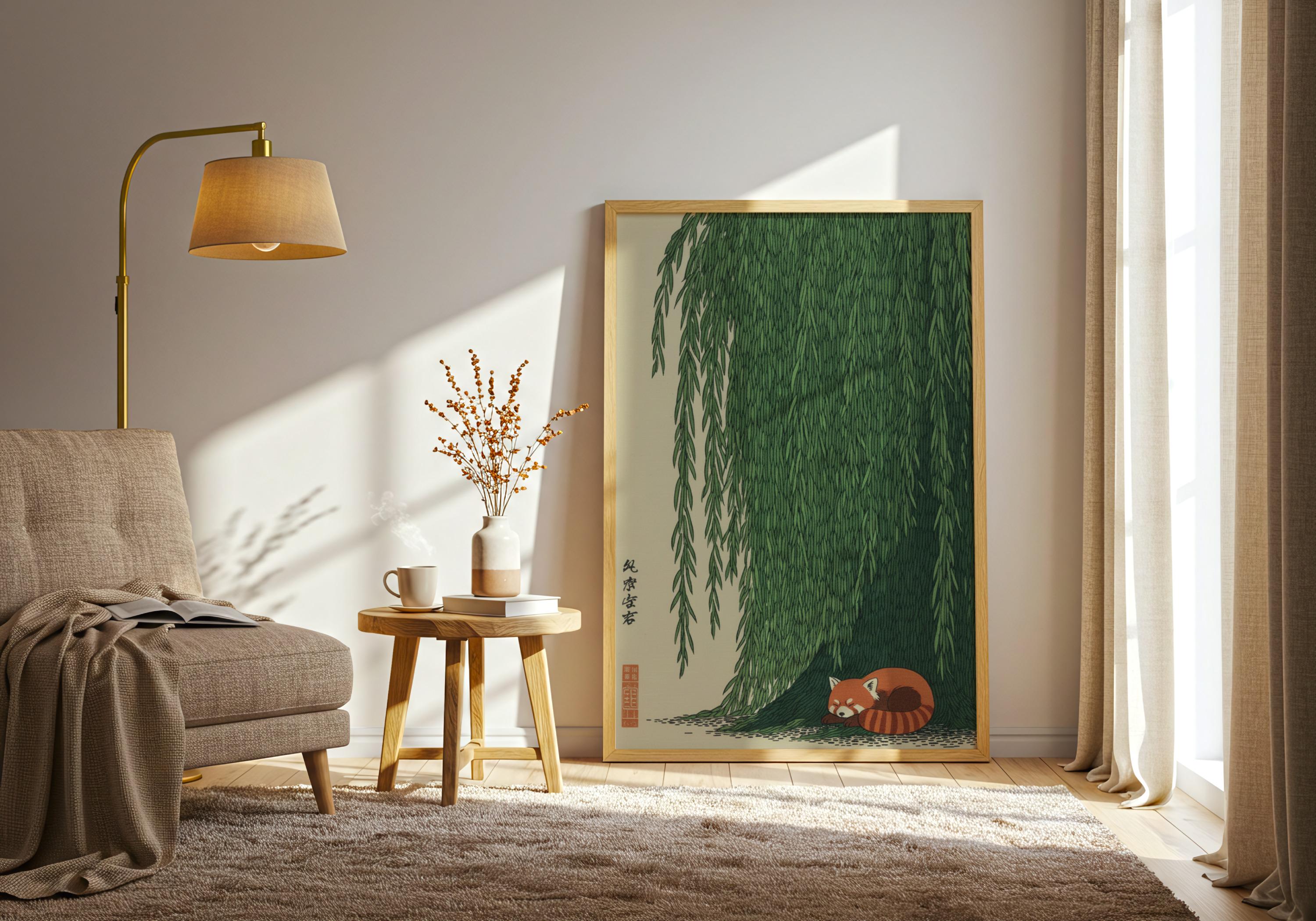 Red Panda Wall Art Digital Print | Japanese Ukiyo-e Style Weeping ...