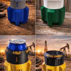 3D Printed PDC Drill Bit Can Koozie • Oilfield Gift image 2