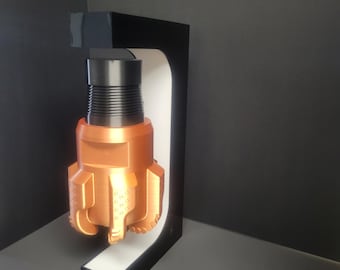 Levitating 3D Printed PDC Drill Bit – Oilfield Desk Decor with LED Base