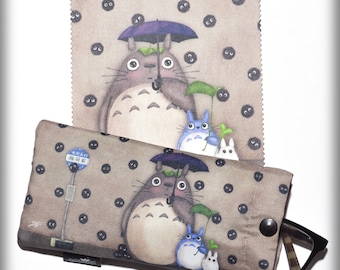 Studio ghibli style Protection glasses case, Japan design glasses holder, Totoro aesthetic sunglasses case, eyeglass case, soft glasses case