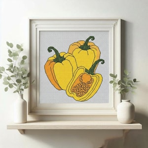 Yellow Bell Pepper Cross Stitch Pattern PDF Counted Chart