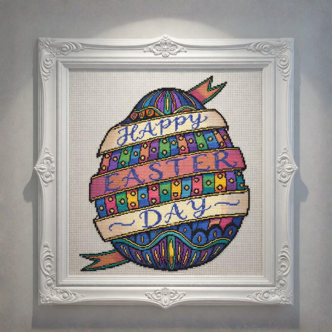 Easter Egg Cross Stitch Pattern Digital PDF Chart Happy Easter Day ...