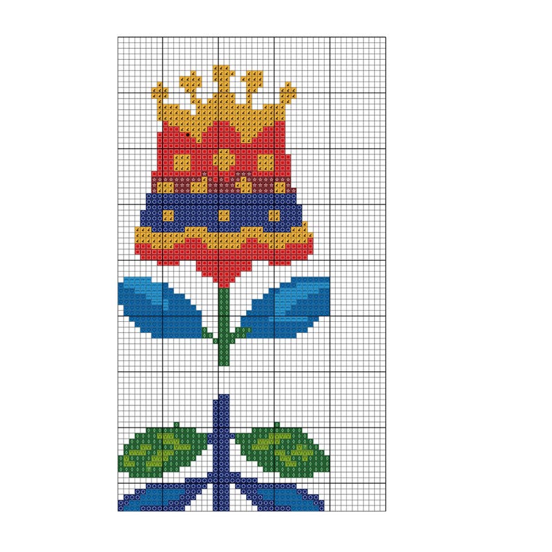 Folk Floral Cross Stitch Pattern PDF Modern Folk Art Design