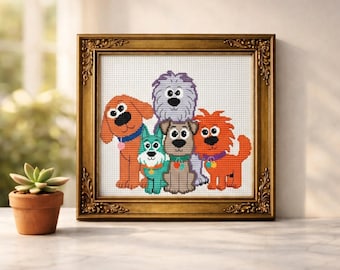 Dogs Cross Stitch Pattern PDF Counted Chart Puppy Embroidery Download