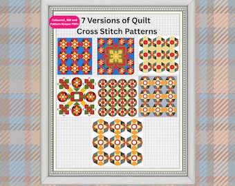 7 Versions Quilt Cross Stitch Patterns PDF