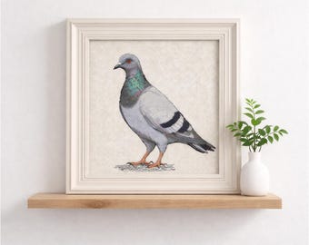 Patrón de punto de cruz de paloma en PDF. Gráfico de aves de la naturaleza.